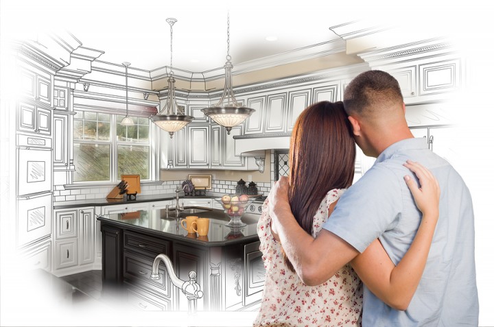 Couple dreaming about kitchen remodeling